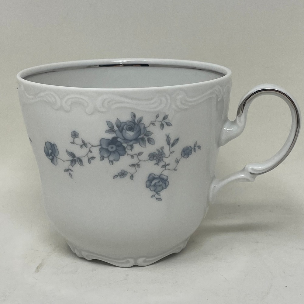 Johann Haviland Tea Cup Blue Garland Bavaria Germany White Blue Floral Platinum - Picture 1 of 7
